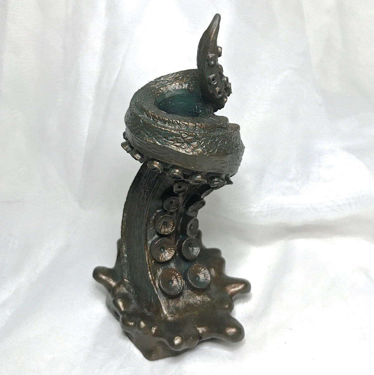 Tentacle Candlestick Holder, 6" Version, Resin Sculpture | Octopus Lovecraftian Tentacle Candle for Nautical Gift and Gothic Home Decor