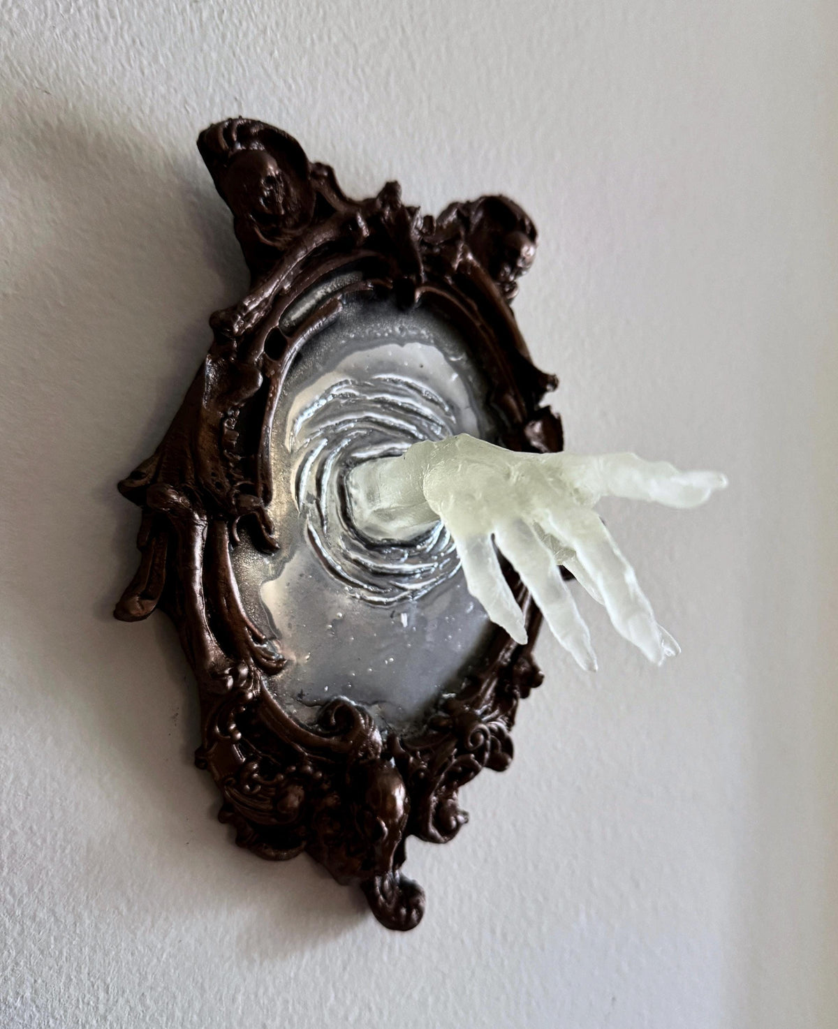 Spectral Hand Wall Plaque, Glow in the Dark Resin | Victorian Gothic Haunted Wall Art |Ghost Hand Gift for Halloween, Spooky Home Decor