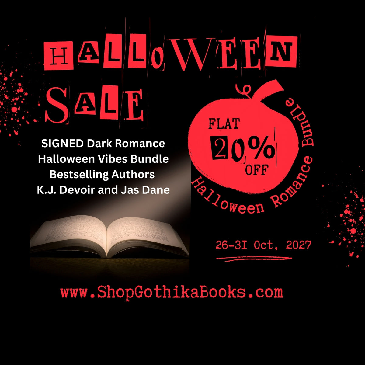 SALE - 20% OFF - SIGNED Halloween Dark Romance Bundle by bestselling authors K.J. Devoir and Jas Dane.