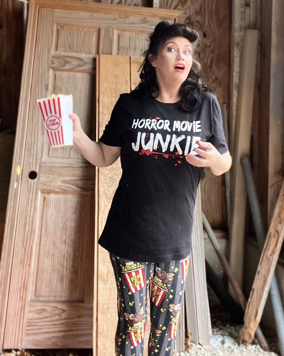 Horror Movie Red And White Crime Junkie Tee - Unisex Shirt