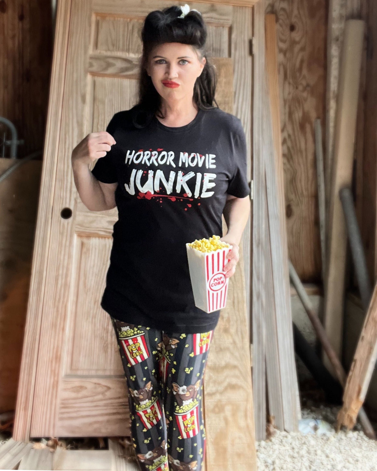 Horror Movie Red And White Crime Junkie Tee - Unisex Shirt