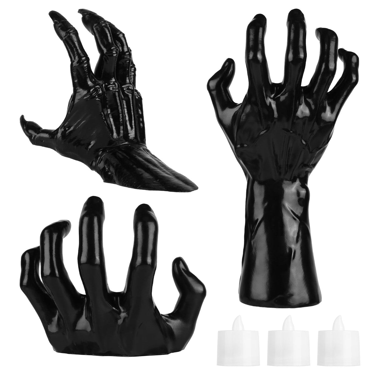 3Pcs Creepy Reaching Hands With Lighted Candles Wall Mounted Halloween Decoration Witch Devil Hand Aesthetic Goth Gothic Life-Sized Horror Hands Hangi