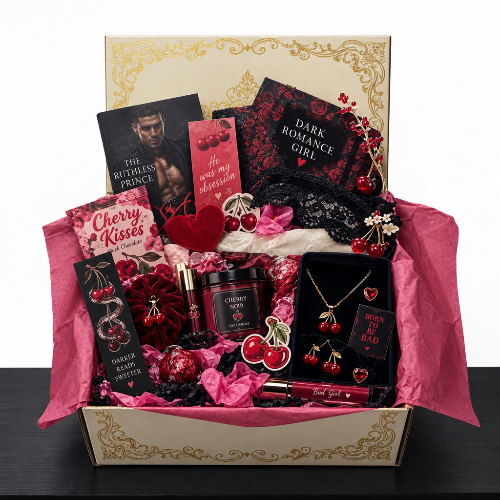 🍒Smutty Books Gift Basket: Books, 14k Gold & more! - Dark Romance Crates