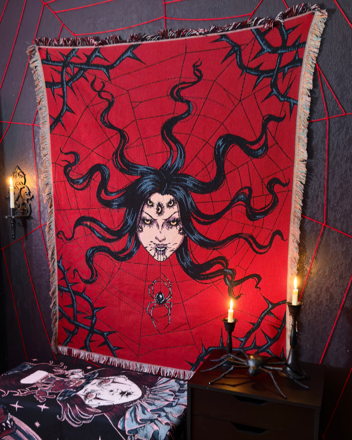 Arachnophobia - Spider Queen Woven Blanket
