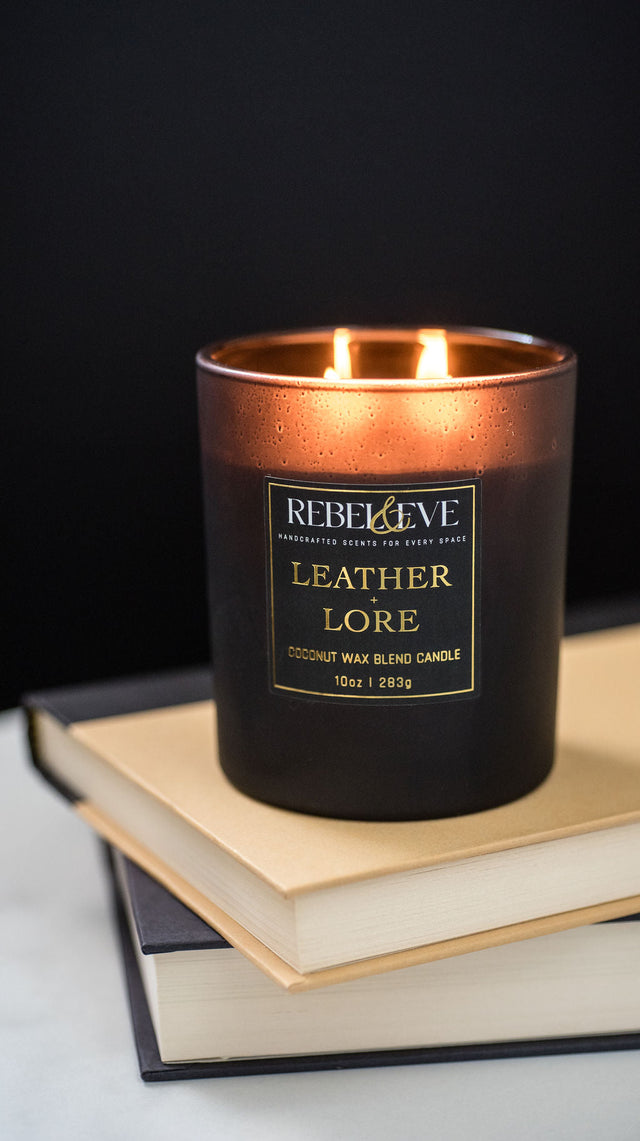 Leather + Lore Candle - Library - Dark Romance Crates