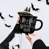 Creepy Spooky Black Ceramic Mug 14.5oz Halloween Coffee Cup For Gothic Morning Vibes
