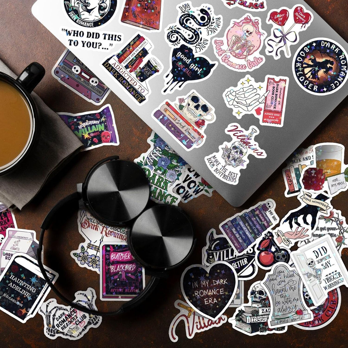 10-50 PCS Smutty Dark Romance Book Stickers for Kindle, Notebook, Bookish Reader Themed Sticker Pack Waterproof, Holographic (see bulk rate)